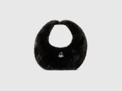Small crescent moon bag in faux fur
