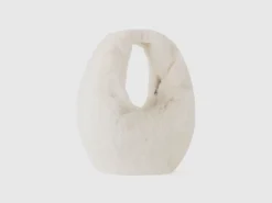 Small crescent moon bag in faux fur