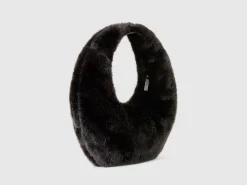 Small crescent moon bag in faux fur