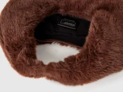 Small crescent moon bag in faux fur