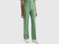 Straight leg trousers in pure linen