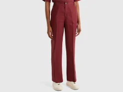 Straight leg trousers in pure linen