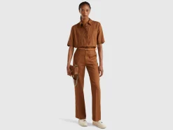 Straight leg trousers in pure linen