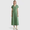 Stretch cotton and linen blend dress