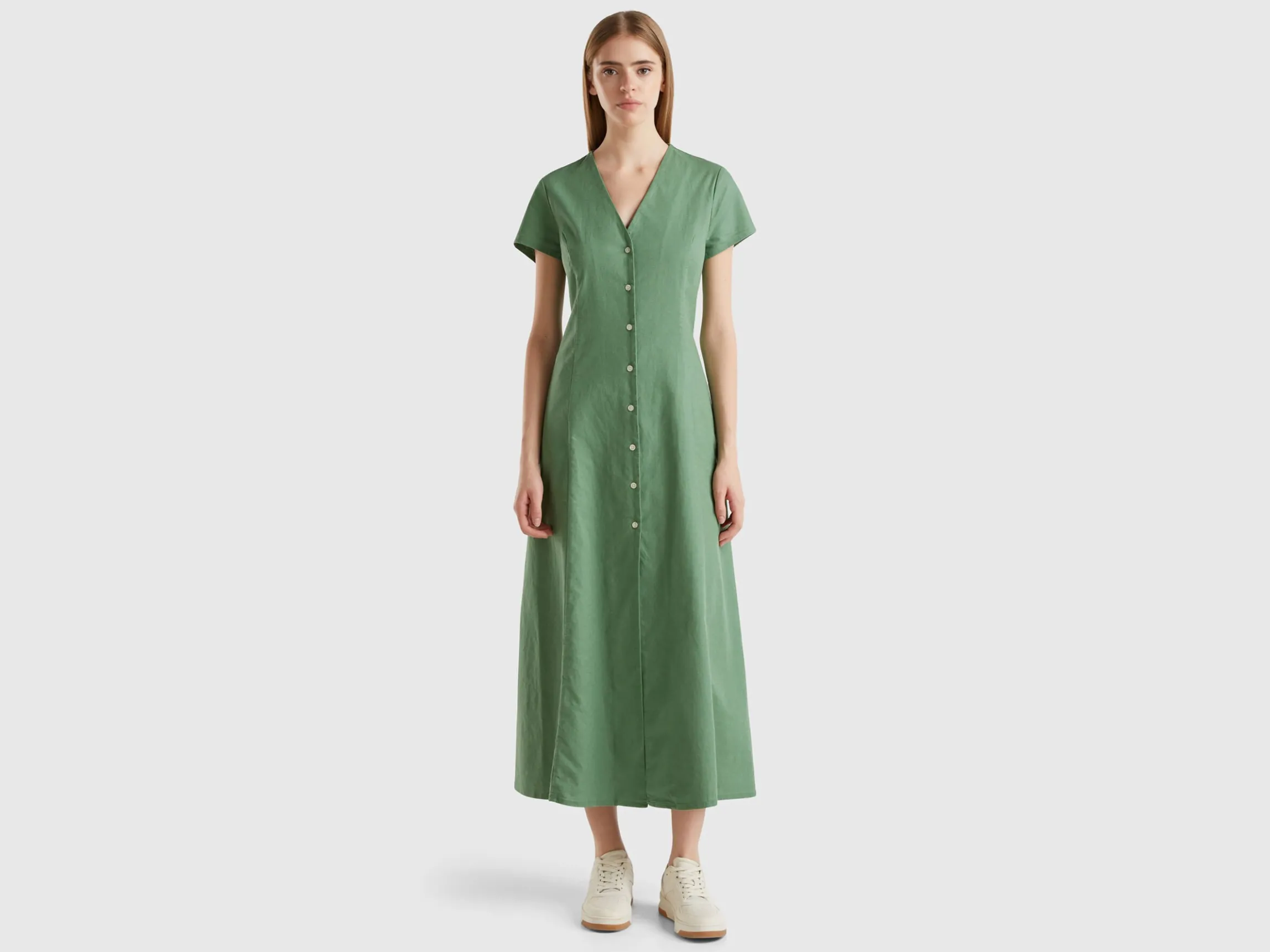 Stretch cotton and linen blend dress
