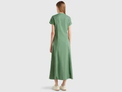 Stretch cotton and linen blend dress
