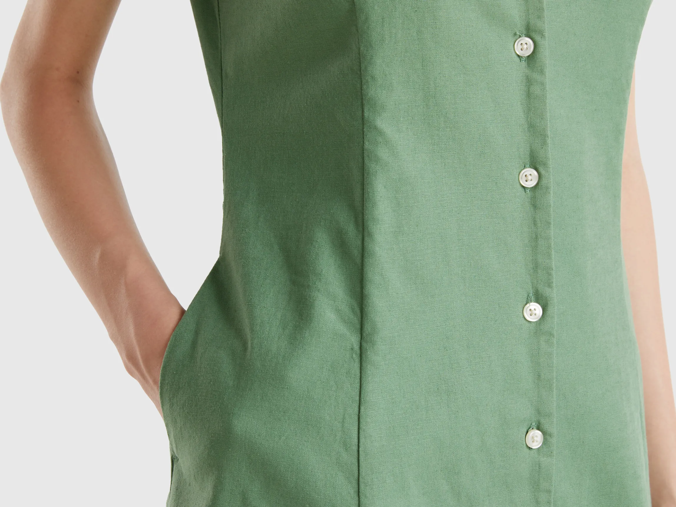 Stretch cotton and linen blend dress
