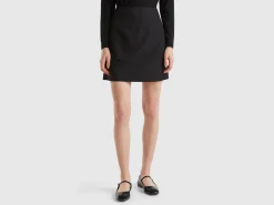 Stretch cotton blend mini skirt