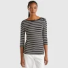 Striped 3/4 sleeve t-shirt in pure cotton