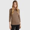 Striped 3/4 sleeve t-shirt in pure cotton