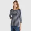 Striped 3/4 sleeve t-shirt in pure cotton