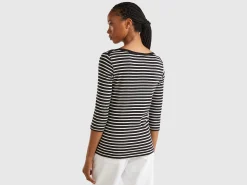 Striped 3/4 sleeve t-shirt in pure cotton