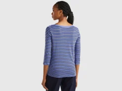 Striped 3/4 sleeve t-shirt in pure cotton