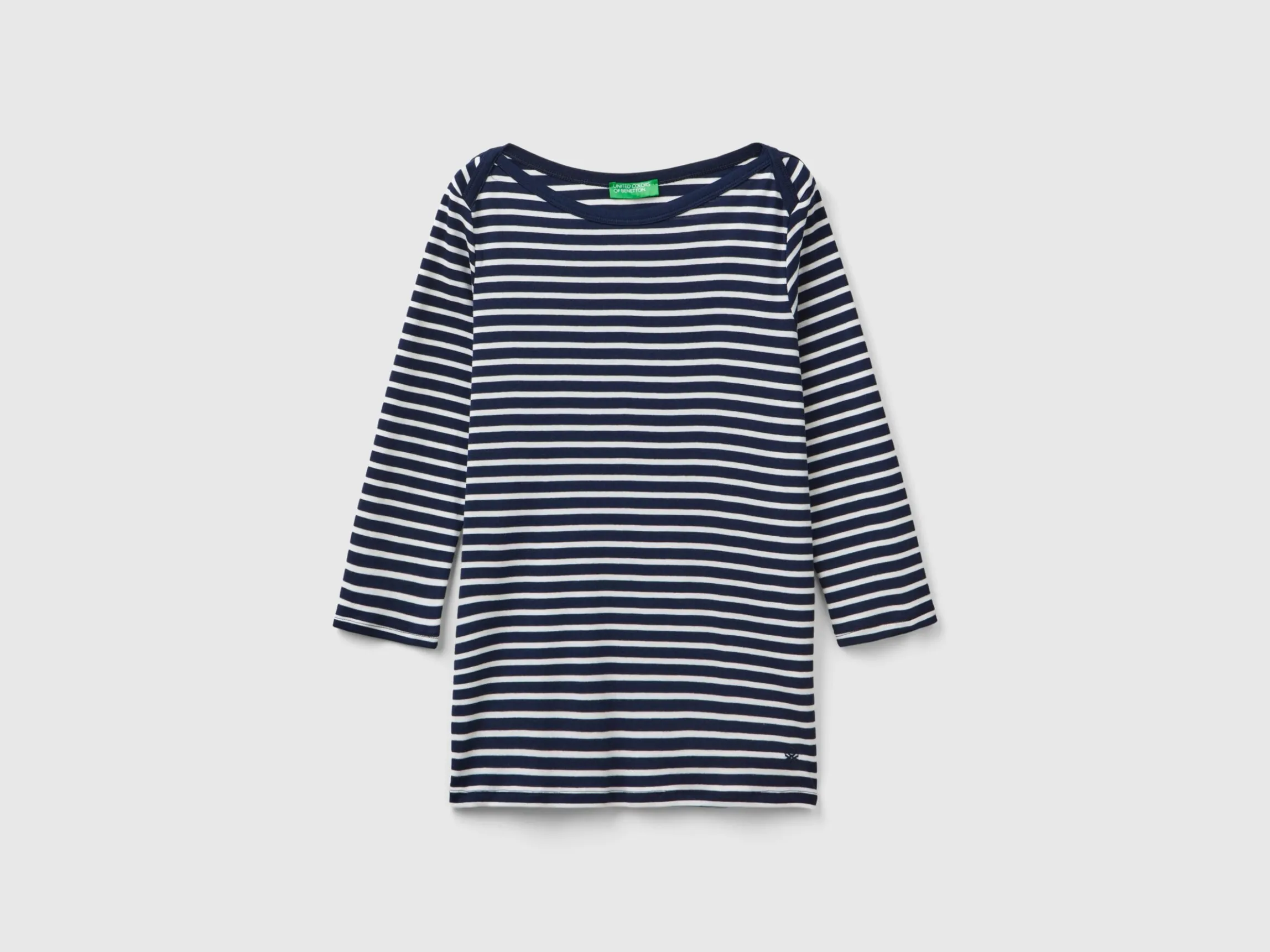 Striped 3/4 sleeve t-shirt in pure cotton