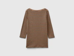 Striped 3/4 sleeve t-shirt in pure cotton