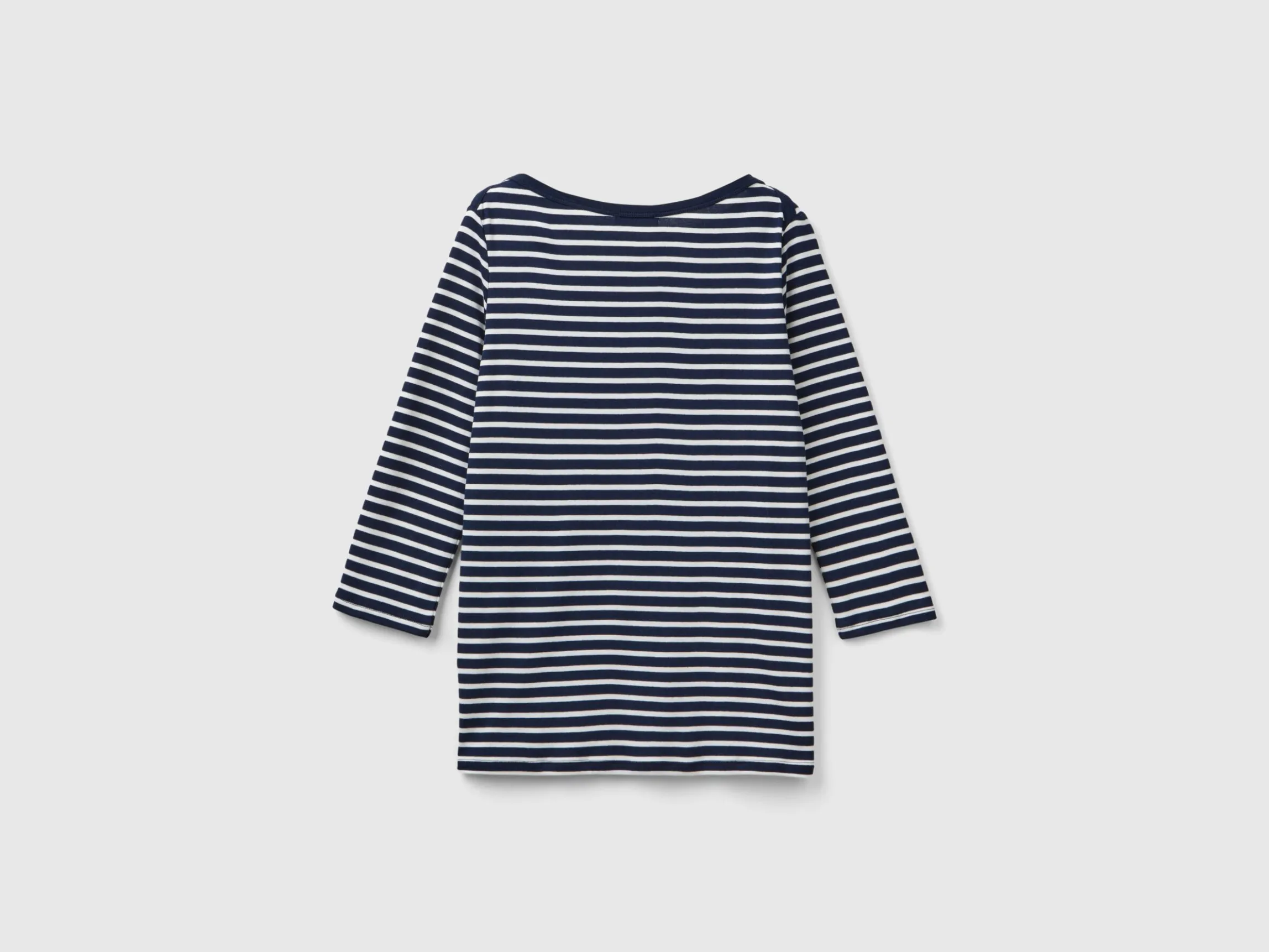 Striped 3/4 sleeve t-shirt in pure cotton