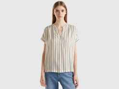 Striped blouse in pure viscose