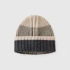 Striped cap in pure Shetland wool