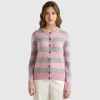 Striped cardigan in pure Shetland wool