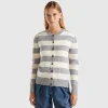 Striped cardigan in pure Shetland wool