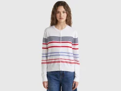 Striped cardigan in pure cotton