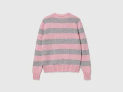 Striped cardigan in pure Shetland wool