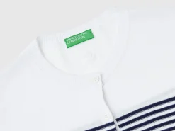 Striped cardigan in pure cotton