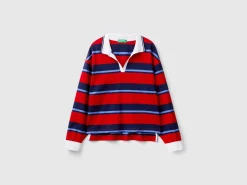 Striped polo in pure cotton