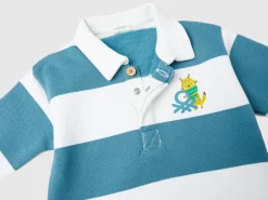 Striped polo with print