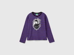 Striped purple and black Wednesday Addams t-shirt