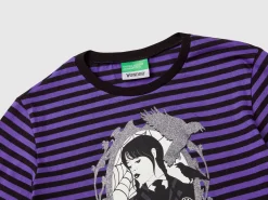 Striped purple and black Wednesday Addams t-shirt