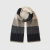 Striped scarf in pure Shetland wool