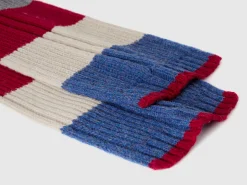 Striped scarf in pure Shetland wool