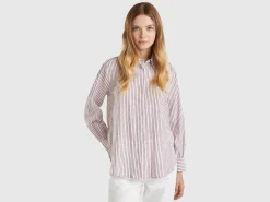 Striped shirt made from linen blend