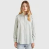 Striped shirt made from linen blend