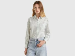 Striped shirt made from linen blend