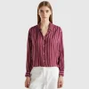 Striped shirt with V-neck