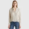 Striped shirt with V-neck