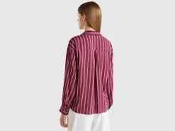 Striped shirt with V-neck