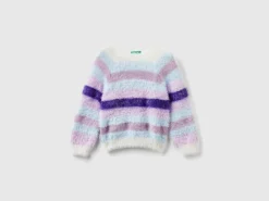 Striped sweater in faux fur