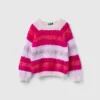 Striped sweater in faux fur