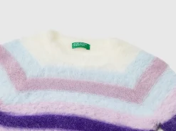 Striped sweater in faux fur