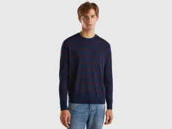 Striped sweater in pure Merino wool