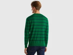 Striped sweater in pure Merino wool