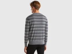 Striped sweater in pure Merino wool