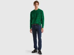 Striped sweater in pure Merino wool