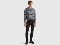 Striped sweater in pure Merino wool