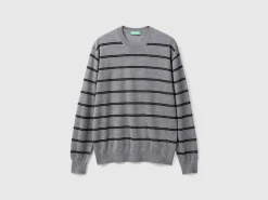 Striped sweater in pure Merino wool