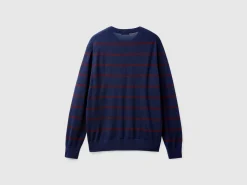Striped sweater in pure Merino wool