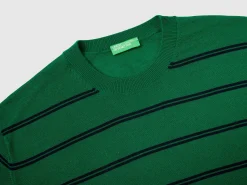 Striped sweater in pure Merino wool